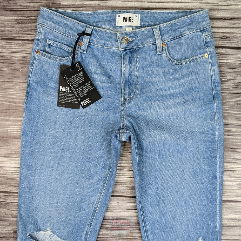 NWT Paige Jeans Size 26 Brigitte Skinny Boyfriend Crop Light Wash - Picture 5 of 12